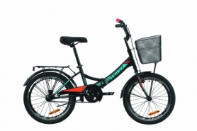 Велосипед складной Formula SMARTс задним багажником St, с крылом St, с корзиной St 2020 - 20", рама - 13", Черно-оранжевый с бирюзовым (OPS-FR-20-056)
