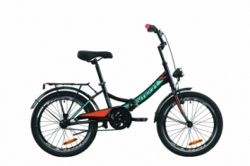 Велосипед складной Formula SMART с задним багажником St, с крылом St, с фонарем 2020 - 20", рама - 13", Черно-оранжевый с бирюзовым (OPS-FR-20-060)
