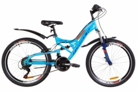 Велосипед подростковый горный Formula ATLAS AM2 14G Vbr St с крылом Pl 2019 - 24", рама - 14", Синий с оранжевым (OPS-FR-24-139)