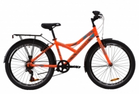 Велосипед підлітковий міської Discovery FLINT Vbr з заднім багажником St, з крилом St 2020 року - ST 24 ", рама - 14", Оранжево-бірюзовий з сірим (OPS-DIS-24-173)