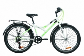Велосипед подростковый городской Discovery FLINT Vbr с задним багажником St, с крылом St 2020 - ST 24", рама - 14", Бело-зеленый (OPS-DIS-24-174)