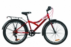 Велосипед подростковый городской Discovery FLINT Vbr с задним багажником St, с крылом St 2020 - ST 24", рама - 14", Красно-черный (OPS-DIS-24-176)