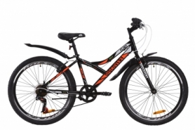 Велосипед підлітковий міської Discovery FLINT Vbr з крилом Pl 2020 року - ST 24 ", рама - 14", Чорно-помаранчевий з сірим (OPS-DIS-24-180)