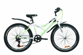 Велосипед подростковый городской Discovery FLINT Vbr с крылом Pl 2020 - ST 24", рама - 14", Бело-зеленый (OPS-DIS-24-179)