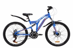 Велосипед подростковый горный Discovery ROCKET AM2 DD с крылом Pl 2020 - ST 24", рама - 15", Сине-оранжевый с белым (OPS-DIS-24-183)