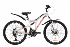 Велосипед підлітковий гірський Discovery ROCKET AM2 DD з крилом Pl 2020 року - ST 24 ", рама - 15", Біло-помаранчевий c чорним (OPS-DIS-24-182)