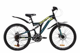 Велосипед підлітковий гірський Discovery ROCKET AM2 DD з крилом Pl 2020 року - ST 24 ", рама - 15", Чорно-жовтий з бірюзовим (OPS-DIS-24-185)