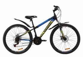 Велосипед подростковый горный Discovery TREK AM DD с крылом Pl 2020 - ST 26", Черно-зеленый с синим (OPS-DIS-26-290)
