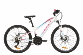 Велосипед подростковый горный Formula BLACKWOOD 1.0 AM DD 2020 - AL 24", Бело-фиолетовый с голубым (OPS-FR-24-176)