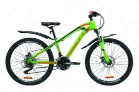 Велосипед подростковый горный Formula DAKAR 2020 - 24", рама - 13", Зелено-оранжевый с черним (OPS-FR-24-204)