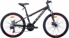 Велосипед подростковый горный Leon JUNIOR AM DD 2020 - 24", рама - 12,5", Черно-оранжевый с серым (OPS-LN-24-042)