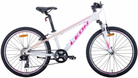 Велосипед подростковый горный Leon JUNIOR AM 2020 - 24", рама - 12,5", Бело-малиновый с оранжевым (OPS-LN-24-043)