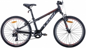 Велосипед подростковый горный Leon JUNIOR AM 2020 - 24", рама - 12,5", Черно-оранжевый с серым (OPS-LN-24-047)