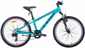 Велосипед подростковый горный Leon JUNIOR AM 2020 - 24", рама - 12,5", Бирюзово-красный с черным (OPS-LN-24-044)