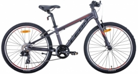 Велосипед подростковый горный Leon JUNIOR 2020 - 24", рама - 12,5", Антрацитовый с красным (OPS-LN-24-051)