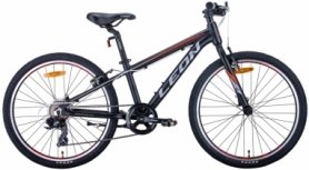Велосипед подростковый горный Leon JUNIOR 2020 - 24", рама - 12,5", Черно-оранжевый с серым (OPS-LN-24-052)