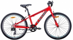 Велосипед подростковый горный Leon JUNIOR 2020 - 24", рама - 12,5", Красно-бирюзовый с черным (OPS-LN-24-050)