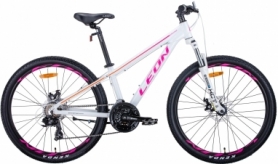 Велосипед подростковый горный Leon SUPER JUNIOR 2020 - 26", Бело-малиновый с оранжевым (OPS-LN-26-046)