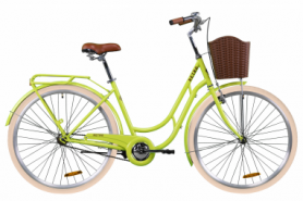 Велосипед городской Dorozhnik RETRO с задним багажником St, с крылом St, с корзиной Pl 2020 - ST 28", рама - 19", Салатный (OPS-D-28-183)