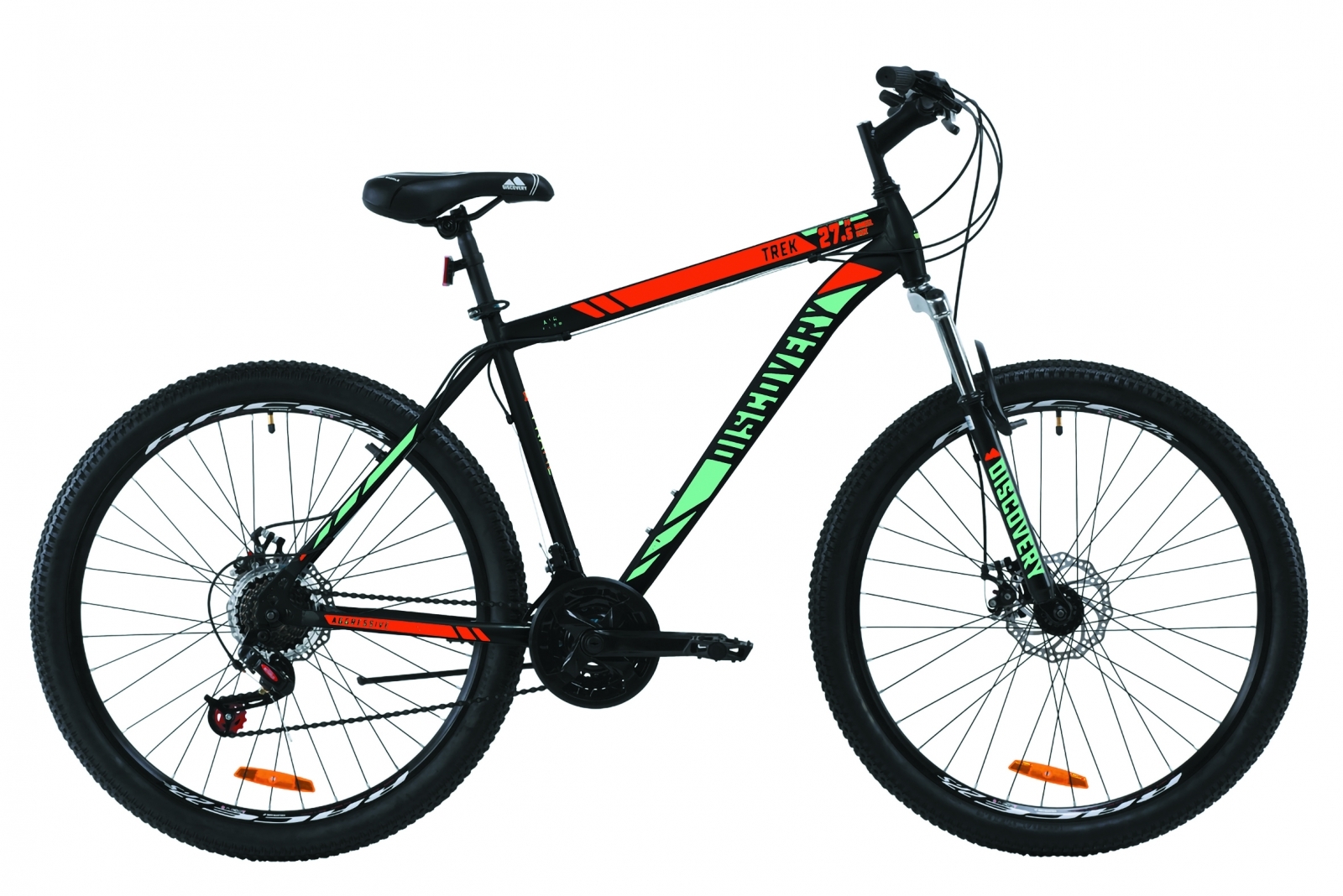 

Велосипед горный Discovery TREK AM DD 2020 - ST 27.5", Черно-красный с бирюзовым (OPS-DIS-27.5-010)
