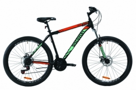 Велосипед горный Discovery TREK AM DD 2020 - ST 27.5", Черно-красный с бирюзовым (OPS-DIS-27.5-010)