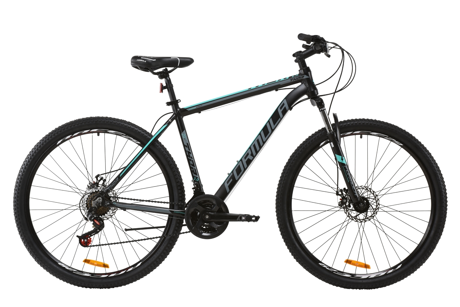 

Велосипед горный Formula THOR 2.0 AM DD 2020 - AL 29", Черно-бирюзовый с серым (OPS-FR-29-062)