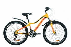 Велосипед горный женский Discovery KELLY AM Vbr с крылом Pl 2020 - ST 26", рама - 13,5", Желто-сиреневый с черным женский (OPS-DIS-26-246)