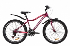 Велосипед горный женский Discovery KELLY AM Vbr с крылом Pl 2020 - ST 26", рама - 13,5", Фиолетово-розовый женский (OPS-DIS-26-249)