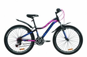 Велосипед горный женский Discovery KELLY AM Vbr с крылом Pl 2020 - ST 26", Черно-малиновый с голубым женский (OPS-DIS-26-256)