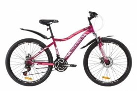 Велосипед горный женский Discovery KELLY AM DD с крылом Pl 2020 - ST 26", рама - 13,5", Фиолетово-розовый женский (OPS-DIS-26-253)