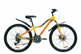 Велосипед горный женский Discovery KELLY AM DD с крылом Pl 2020 - ST 26", рама - 13,5", Желто-сиреневый с черным женский (OPS-DIS-26-250)