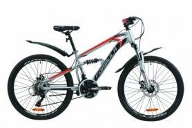Велосипед горный Formula BLAZE DD 2020 - 24", рама - 14", Серо-черный с красным (OPS-FR-24-201)
