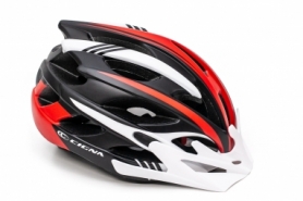 Шлем велосипедный с бел. козырьком СIGNA WT-016 черно-бело-красный, M