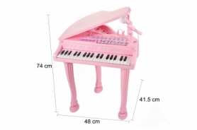 Детское пианино синтезатор Baoli "Маленький музикант" с микрофоном и стульчиком 37 клавиш (розовый) - Фото №3