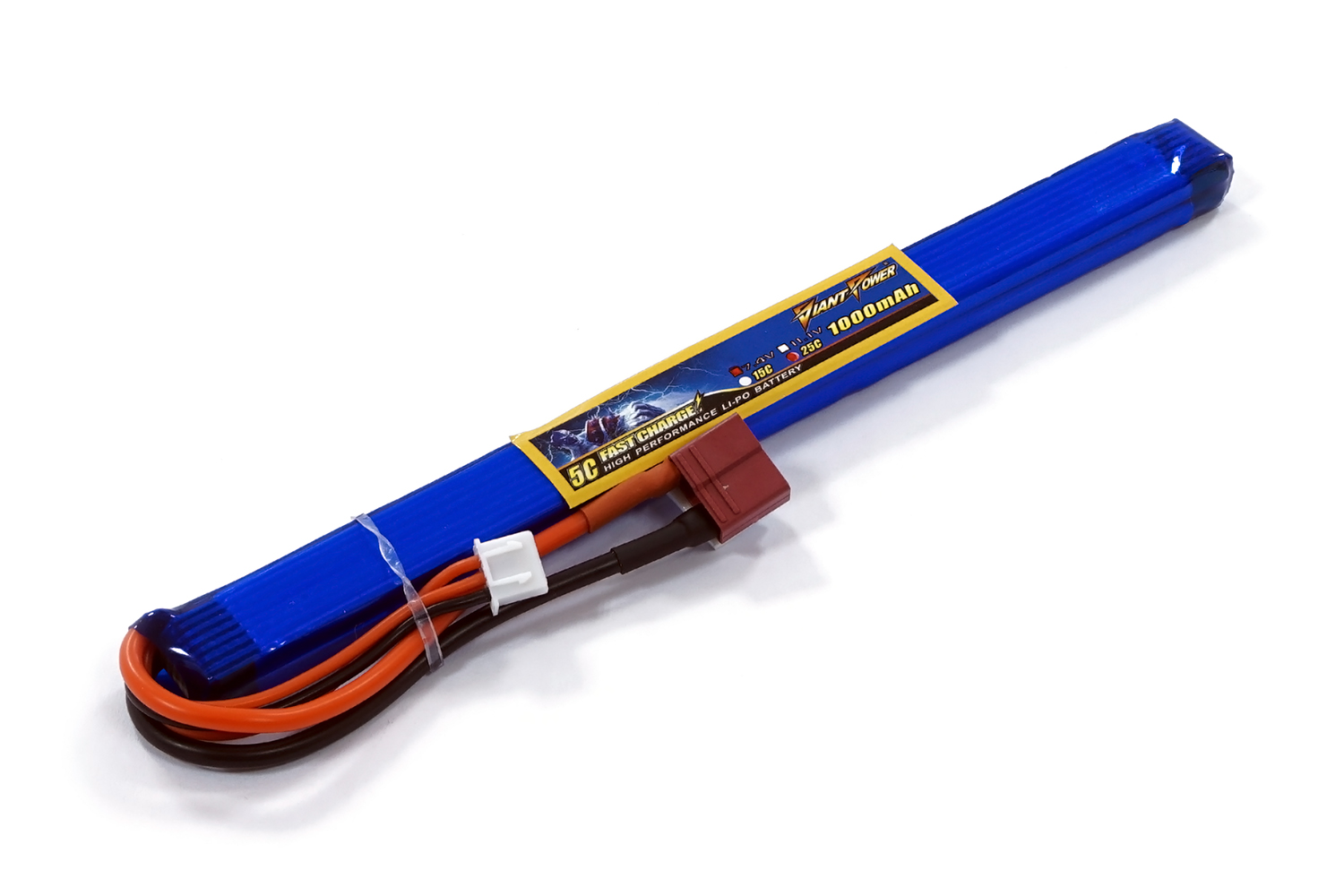 

Аккумулятор для страйкбола Giant Power Li-Pol 7.4V 2S 1000mAh 25C 10х15х185мм T-Plug