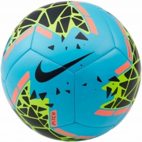 Мяч футбольный Nike Pitch (SC3807-486) - голубой, №5 - Фото №2
