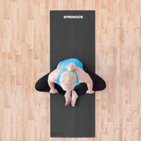 Коврик (мат) для йоги и фитнеса Springos PVC Black (YG0007), 170х60х0.4см - Фото №2