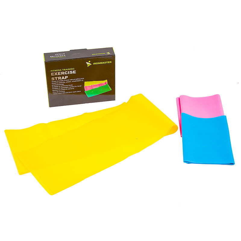 

Лента эластичная для фитнеса и йоги, TPE, IronMaster (IR97627), 150*15 см, Голубой;желтый;розовый