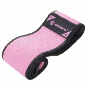 Гумка для фітнесу та спорту тканинна Springos Hip Band Medium (FA0110) - рожева, M