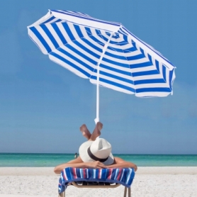 Парасолька пляжна з регульованою висотою і нахилом Springos (BU0008) - біло-синій, 180 см - Фото №6