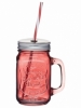 Чашка скляна з кришкою і трубочкою Червона CDRep (FO-114852), 0,45 л
