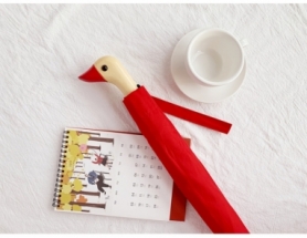 Зонт с деревянной ручкой CDRep голова утки (FO-124016), красный - Фото №2