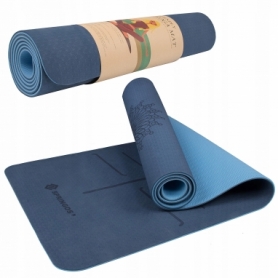 Килимок для йоги та фітнесу Springos TPE YG0012 Blue / Sky Blue, 183х61х0.6 см - Фото №3
