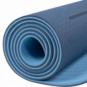 Килимок для йоги та фітнесу Springos TPE YG0012 Blue / Sky Blue, 183х61х0.6 см - Фото №7