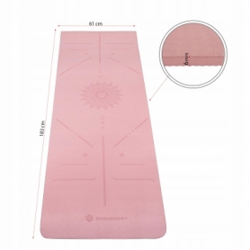 Килимок для йоги та фітнесу Springos TPE YG0018 Pink, 183х61х0.6 см - Фото №3