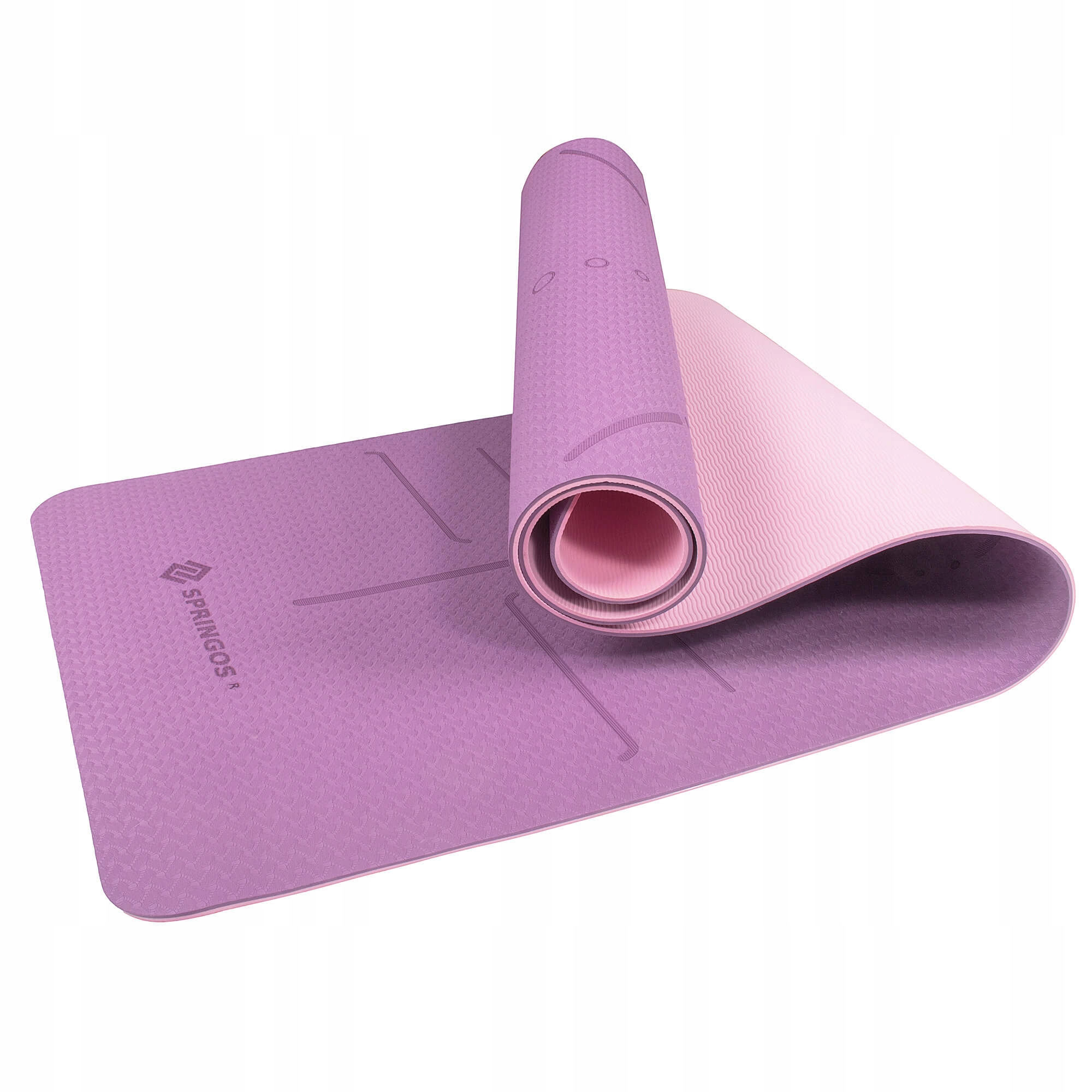 

Коврик для йоги и фитнеса Springos TPE YG0015 Purple/Pink, 183х61х0.6 см, Пурпурный