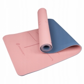Килимок для йоги та фітнесу Springos TPE YG0014 Pink / Blue, 183х61х0.6 см