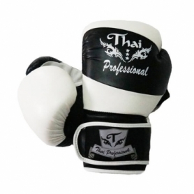 Боксерские перчатки Thai Professional BG7, черные с белым