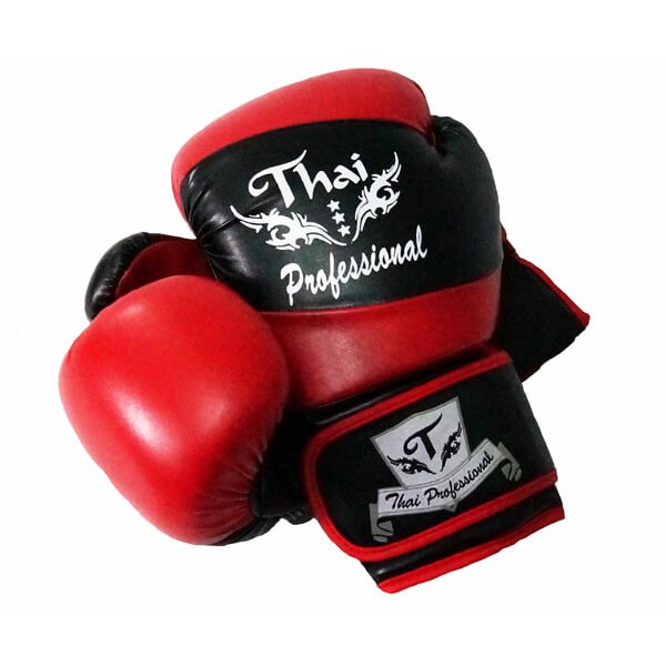 

Боксерские перчатки Thai Professional BG7, черные с красным, Красный