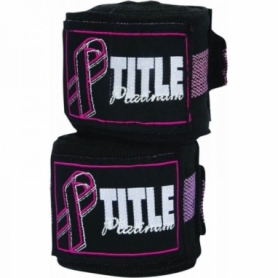 Бинты боксерские эластичные Title Platinum Breast Cancer Черно-розовые, 2 шт. по 4,2 м